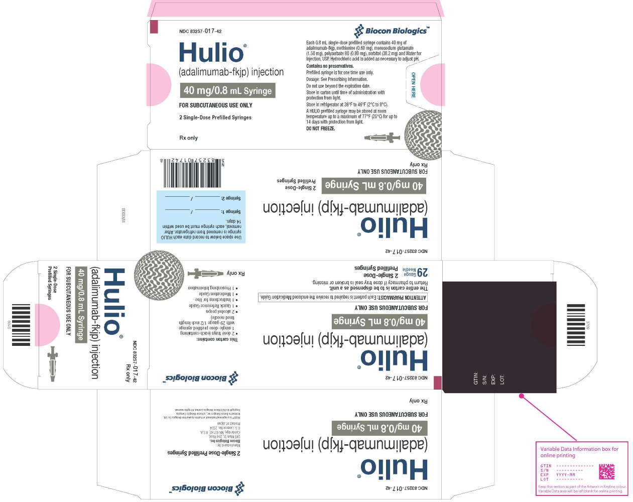 HULIO Prefilled Syringe Carton - 40 mg/0.8 mL