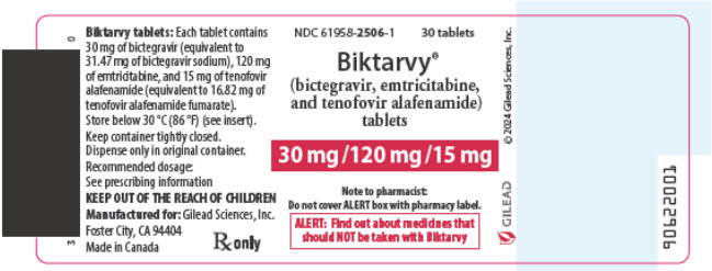 Principal Display Panel - 30 mg/120 mg/15 mg Tablet Bottle Label - NDC 61958-2506