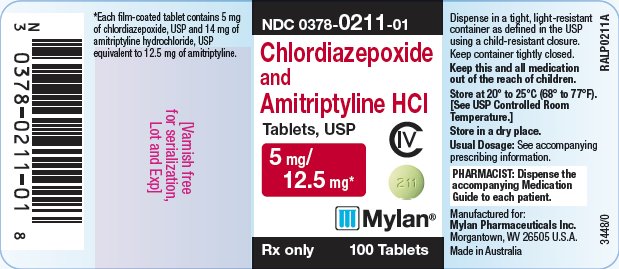 Chlordiazepoxide and Amitriptyline Hydrochloride Tablets, USP 5 mg/12.5 mg Bottle Label