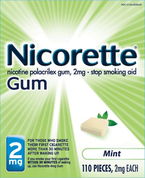 Nicorette Mint gum 2mg 110 count carton