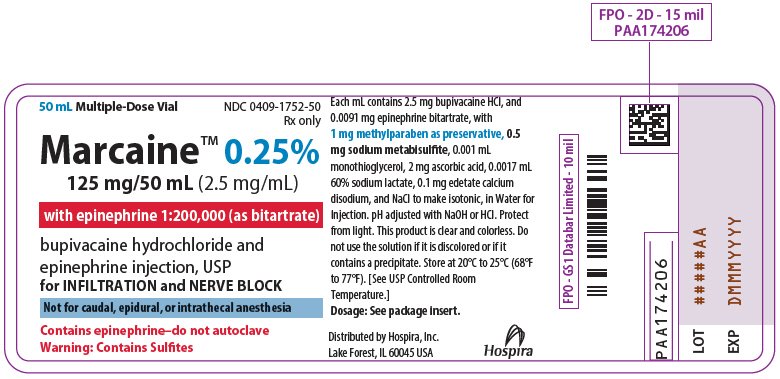 PRINCIPAL DISPLAY PANEL - 125 mg/50 mL Vial Label - 1752