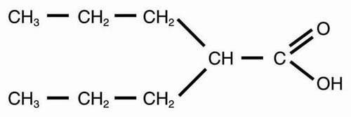 Chemical structure of valproic acid