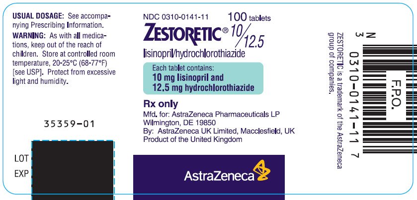 ZESTORETIC 10/12.5 Bottle Label 100 tablets