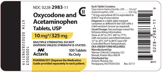 oxycodone and acetaminophen tablets usp cii 5mg 325mg