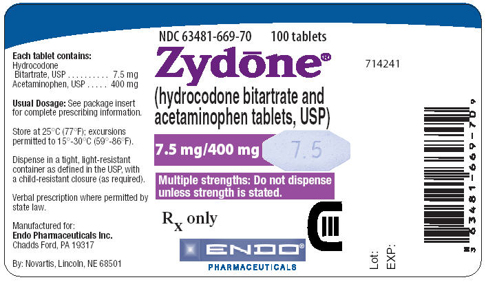 Zydone - FDA prescribing information, side effects and uses