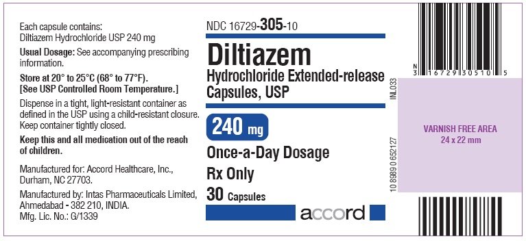 Diltiazem hydrochloride 240mg Capsule- Label 
