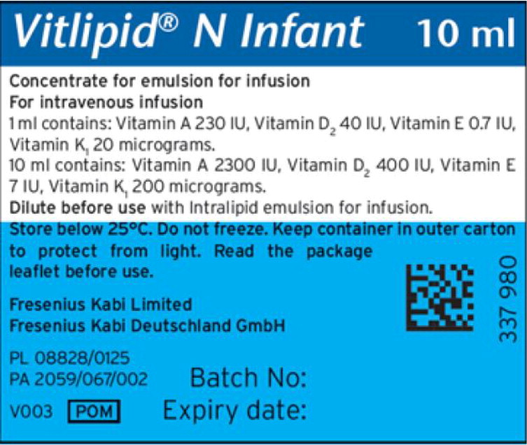 PACKAGE LABEL – PRINCIPAL DISPLAY PANEL – VITALIPID® N Infant 10 mL Ampule Label
