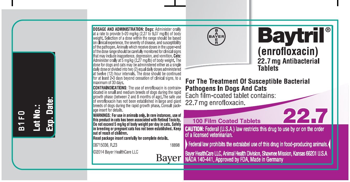 Baytril Film Coated Tablets 22.7 mg 100 Tablets