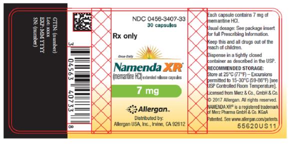 NDC 0456-3407-33
30 capsules
Rx only
Once-Daily
Namenda XR®
(memantine HCI) extended release capsules
7 mg
