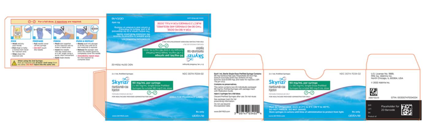 NDC 0074-7032-90
One 1 mL Single-Dose Prefilled Syringe
Skyrizi®
risankizumab-rzaa Injection 
90 mg/mL
FOR SUBCUTANEOUS USE ONLY
FOR HEALTHCARE PROVIDER ADMINISTRATION ONLY
www. SKYRIZI.com
Rx Only
abbvie

