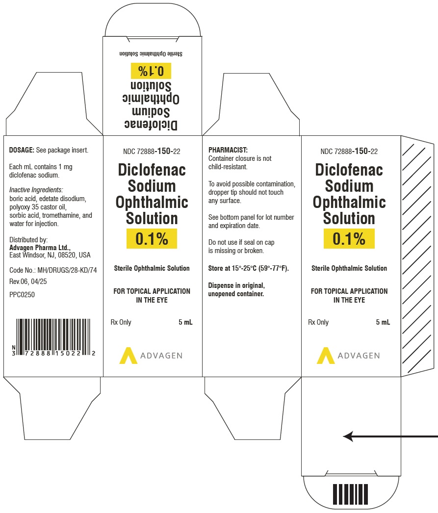 Diclofenac Sodium Ophthalmic 0.1% (1 mg/mL)- NDC 72888-150-22 - 5 mL Carton