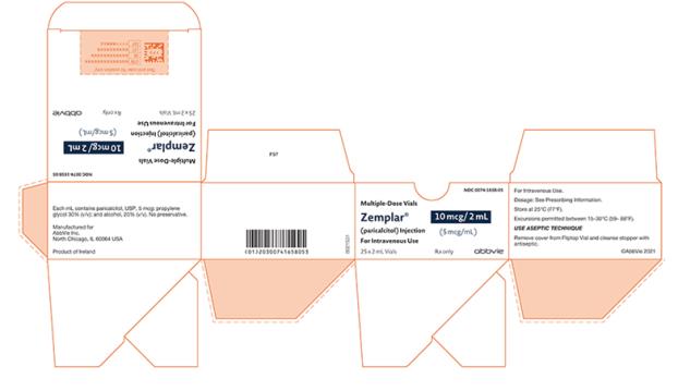 NDC 0074-1658-05
Multiple-Dose Vials
Zemplar®
(paricalcitol) Injection
For intravenous Use
25 x 2 mL Vials
10 mcg/2mL
(5 mcg/mL)
Rx only
abbvie
