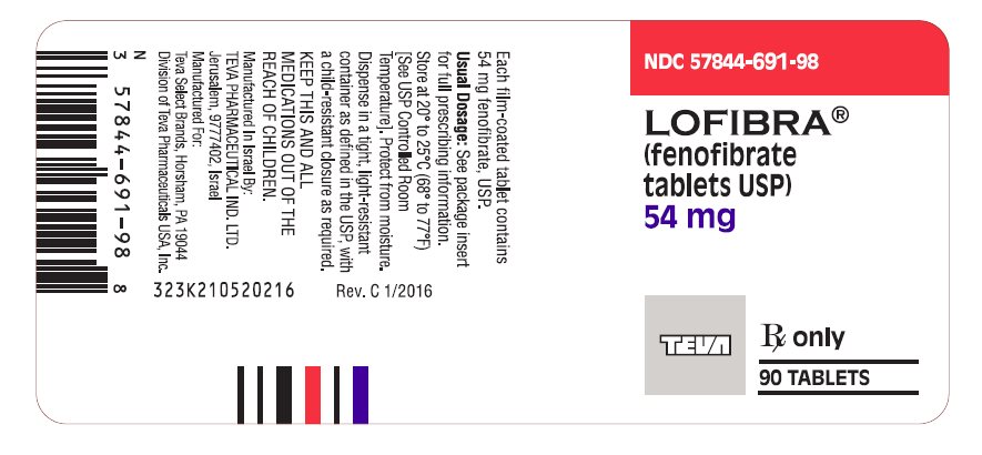 LOFIBRA® (fenofibrate tablets USP) 54 mg 90s Label 