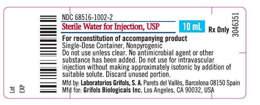 10mL Sterile Water Label