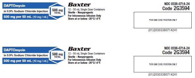 Daptomycin Carton Label 0338-0714-24 2 of 3