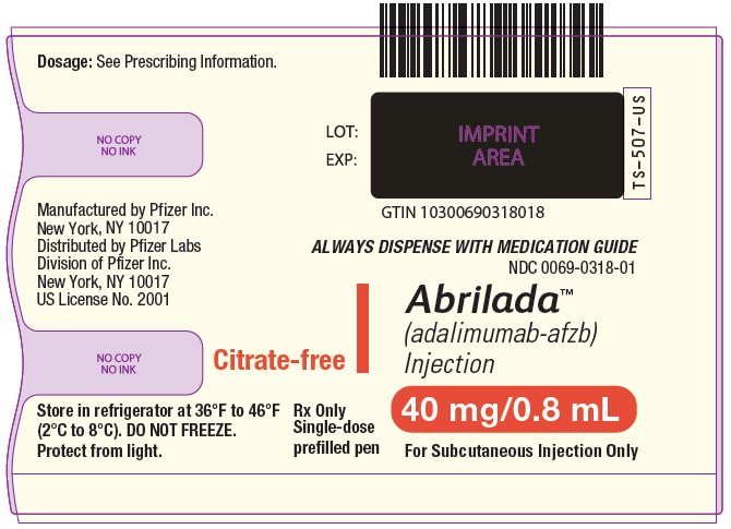 PRINCIPAL DISPLAY PANEL - 0.8 mL Prefilled Pen Label - NDC 0069-0318-01