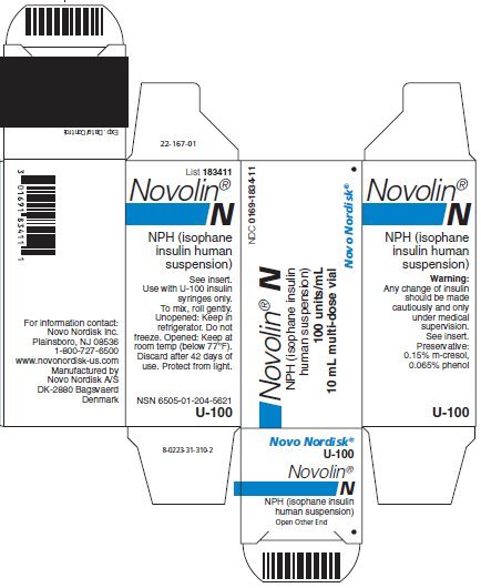Image of Novolin N vial carton