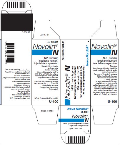 Image of Novolin N vial carton