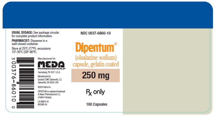 Dipentum (olsalazine sodium) 250 mg Bottle Label