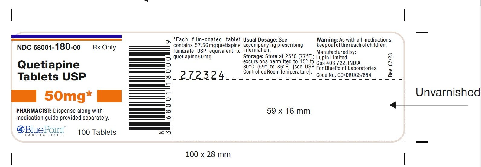 Quetiapine Tab 50mg 100ct