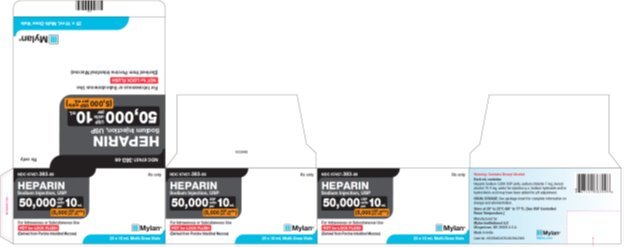 Heparin Sodium Injection, USP 10,000 USP units per mL Carton Label
