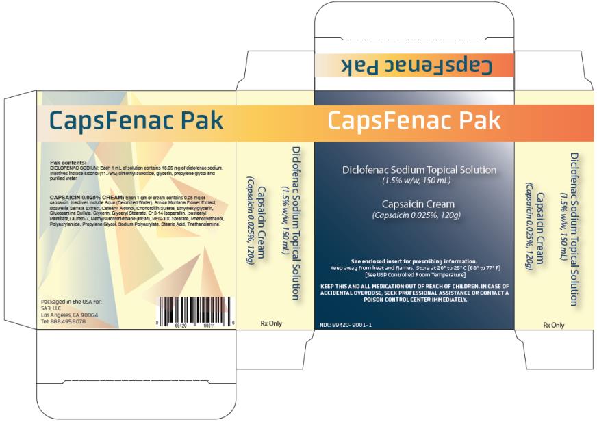 PRINCIPAL DISPLAY PANEL
CapsFenac Pak 
Diclofenac Sodium Topical Solution
(1.5% w/w, 150 mL)
Capsaicin Cream
(Capsaicin 0.025%, 120g)
NDC 69420-9001-1
Rx Only
