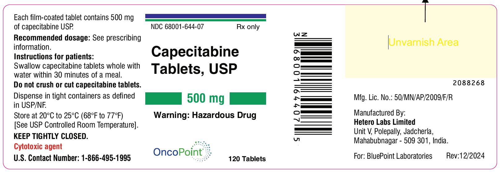 Label- Capecitabine Tablets USP 500 mg