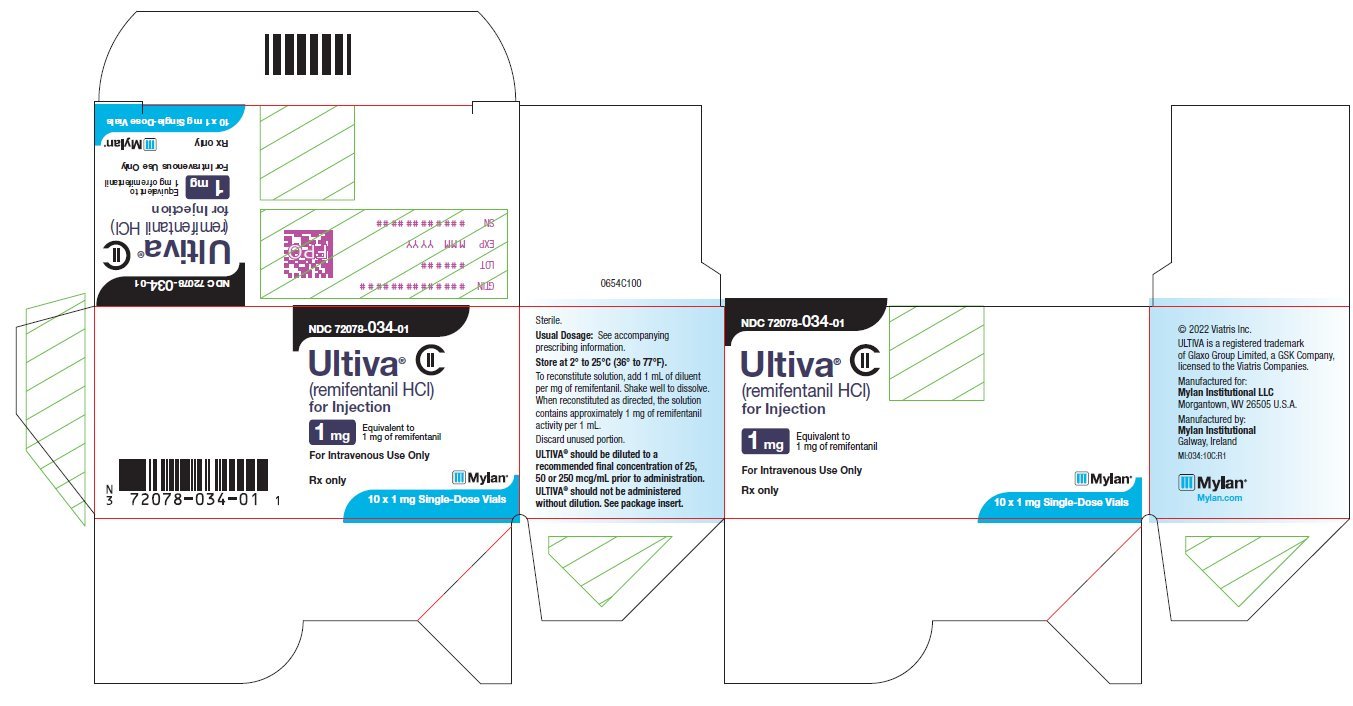 Ultiva CII (remifentanil HCl) 1 mg Label