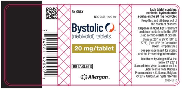 PRINCIPAL DISPLAY PANEL
Rx ONLY
NDC 0456-1420-90 
Bystolic®
(nebivolol) tablets 
20 mg/tablet
90 TABLETS
Allergan™
