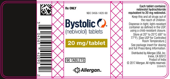 PRINCIPAL DISPLAY PANEL
Rx ONLY
NDC 0456-1420-90 
Bystolic®
(nebivolol) tablets 
20 mg/tablet
90 TABLETS
Allergan™
