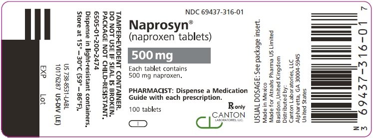 PRINCIPAL DISPLAY PANEL
NDC 69437-316-01
Naprosyn
(naproxen tablets)
500 mg
100 Tablets
Rx Only
