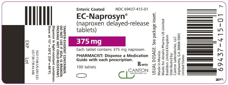PRINCIPAL DISPLAY PANEL
NDC 69437-415-01
EC- Naprosyn
(naproxen delayed- release tablets)
375 mg
100 Tablets
Rx Only
