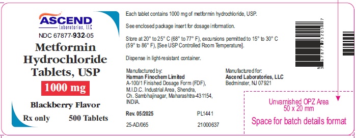Container Label 1000 mg 500 Counts