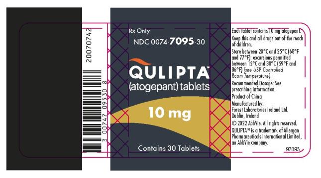 NDC 0074-7095-30
QULIPTA™
(atogepant) tablets
10 mg
Rx Only
Contains 30 Tablets
