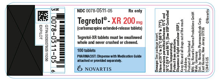 PRINCIPAL DISPLAY PANEL
							NDC 0078-0511-05
							Rx only		
							Tegretol®-XR 200 mg
							(carbamazepine extended-release tablets)
							Tegretol-XR tablets must be swallowed
							whole and never crushed or chewed.
							100 tablets
							PHARMACIST: Dispense with Medication Guide 
							attached or provided separately.
							NOVARTIS
							