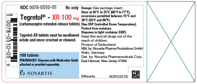 PRINCIPAL DISPLAY PANEL
							NDC 0078-0510-05
							Rx only		
							Tegretol®-XR 100 mg
							(carbamazepine extended-release tablets)
							Tegretol-XR tablets must be swallowed
							whole and never crushed or chewed.
							100 tablets
							PHARMACIST: Dispense with Medication Guide 
							attached or provided separately.
							NOVARTIS
							