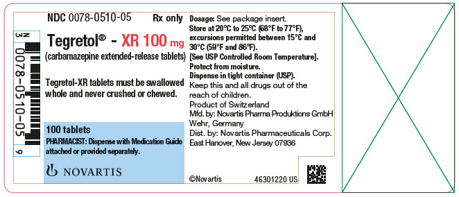 PRINCIPAL DISPLAY PANEL
							NDC 0078-0510-05
							Rx only		
							Tegretol®-XR 100 mg
							(carbamazepine extended-release tablets)
							Tegretol-XR tablets must be swallowed
							whole and never crushed or chewed.
							100 tablets
							PHARMACIST: Dispense with Medication Guide 
							attached or provided separately.
							NOVARTIS
							