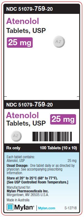 Atenolol 25 mg Tablets Unit Carton Label