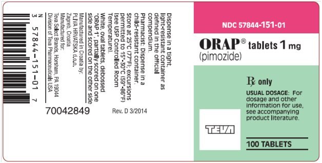 ORAP® (pimozide) Tablets 1 mg, 100s Label