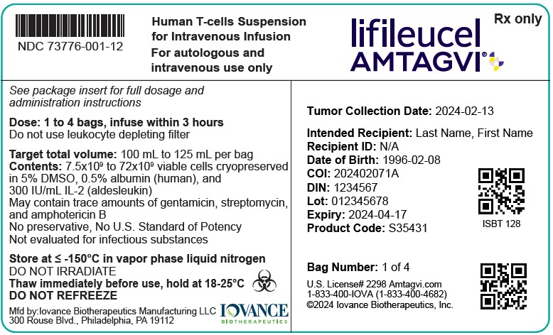 PRINCIPAL DISPLAY PANEL - 125 mL Bag Cartridge Label - Iovance