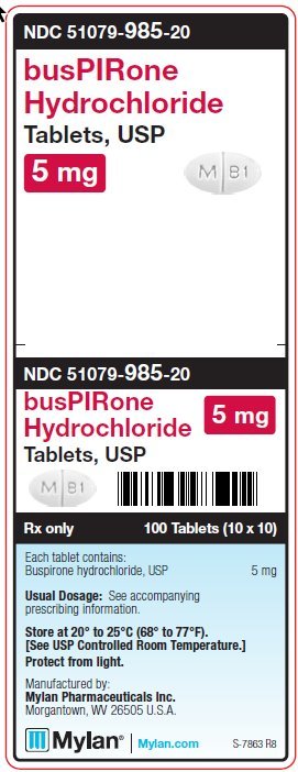 Buspirone Hydrochloride 5 mg Tablets, USP Unit Carton Label
