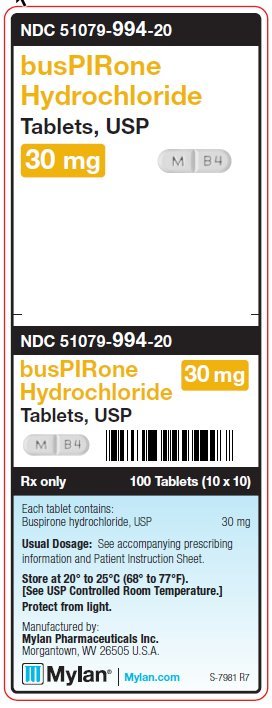 Buspirone Hydrochloride 30 mg Tablets, USP Unit Carton Label