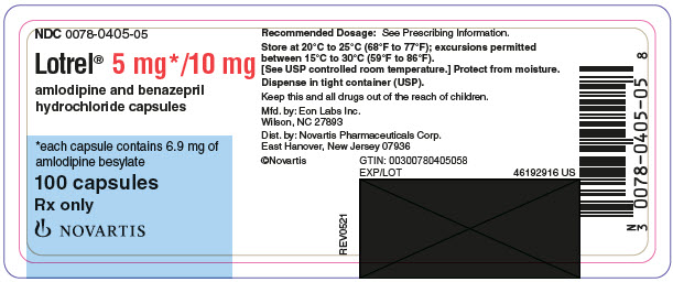 PRINCIPAL DISPLAY PANEL
								NDC 0078-0405-05
								Lotrel® 5 mg */10 mg
								amlodipine and benazepril
								hydrochloride capsules
								*each capsule contains 6.9 mg of
								amlodipine besylate
								100 capsules
								Rx only
								NOVARTIS