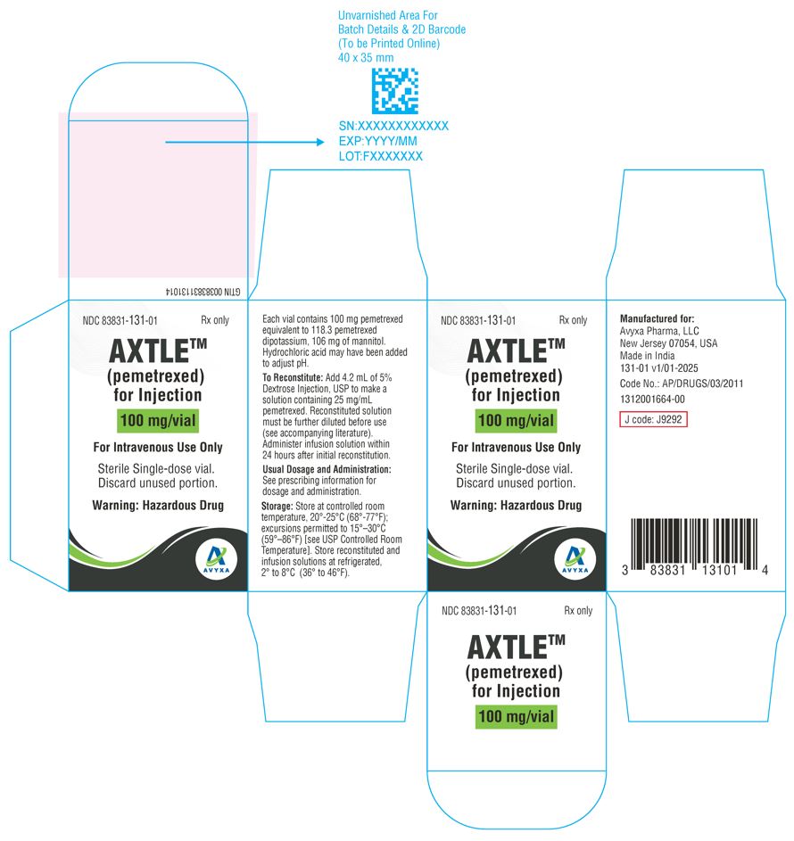 Axtle (Pemetrexed) for Injection -Carton Label -100mg/vial