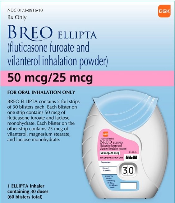 Breo Ellipta 50mcg-25mcg 30 dose carton