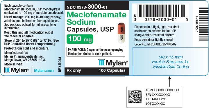 Meclofenamate Sodium Capsules 100 mg Bottle Label