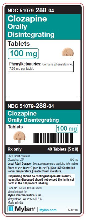 Clozapine Orally Disintegrating Tablets 100 mg Unit Carton Label
