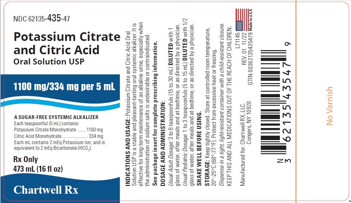 Potassium Citrate and Citric Acid Oral Solution, USP - NDC 62135-435-47 - 16 fl oz (473 mL) Bottle Label