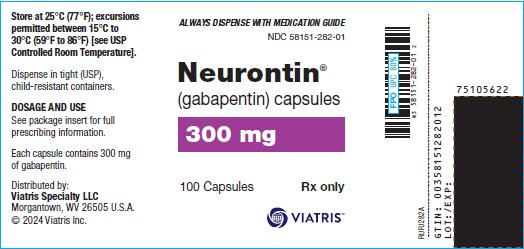 Neurontin® (gabapentin) Capsules 300 mg Bottle Label
