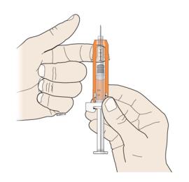 Slowly push the plunger rod up to the line on the syringe barrel that matches your prescribed dose.